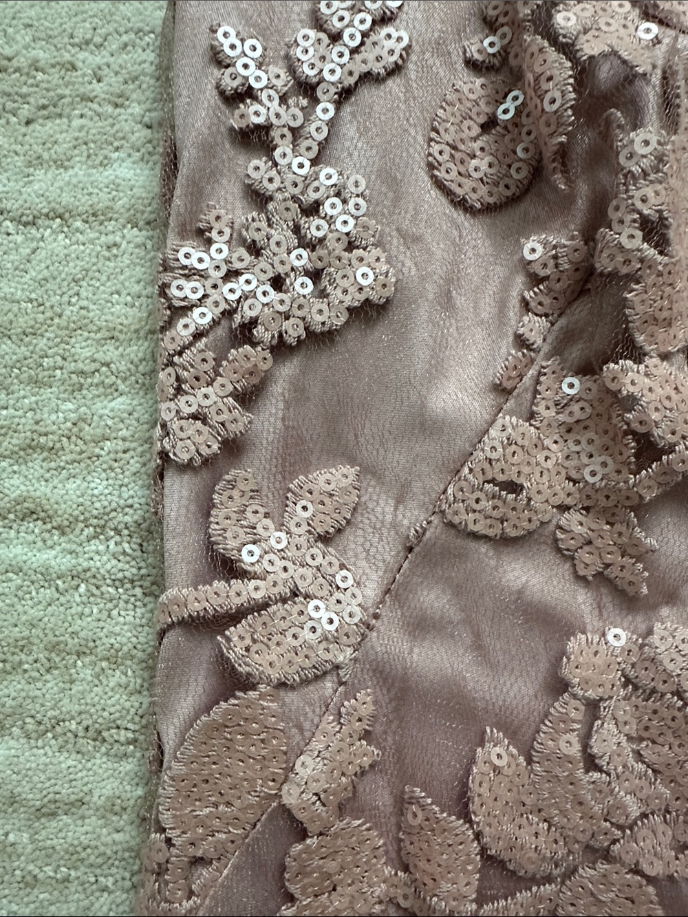 Tadashi Shoji Blush Pink Sequin Floral Lace Midi Dress Cocktail Wedding Size 4 - Picture 17 of 17